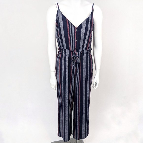 Splendid Pants - Splendid Linen Striped Jumpsuit NEW M Navy Pink NWT